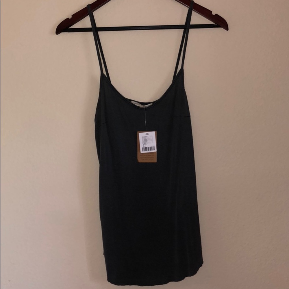 Simple flowy black/grey tank top Size S NEW